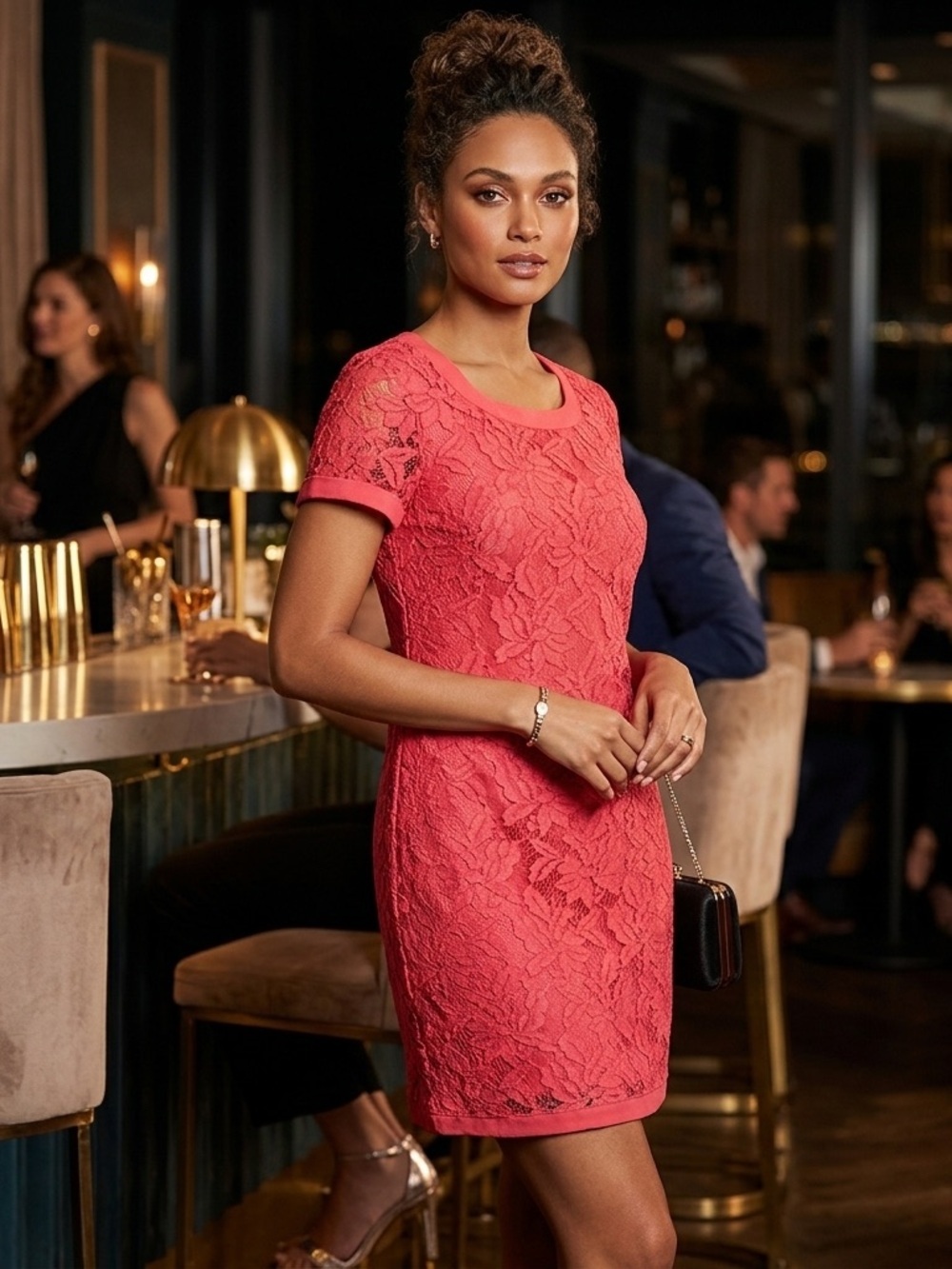 Donna Morgan Lace mini dress size 4 shift preppy office casual